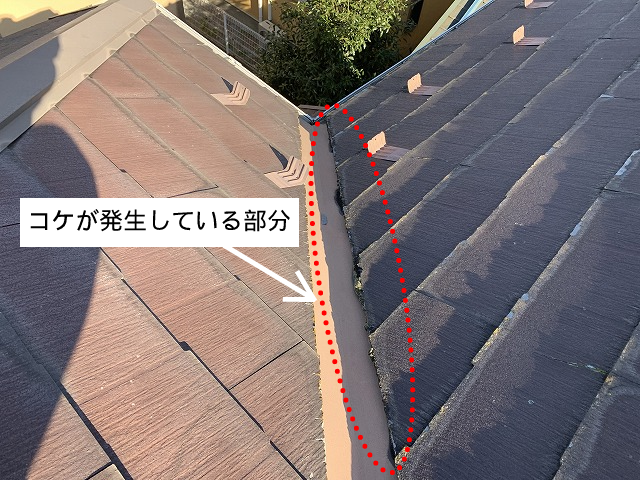めくれや雨染みが発生している施工前の屋根
