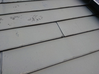 屋根材の表面の塗膜が劣化している