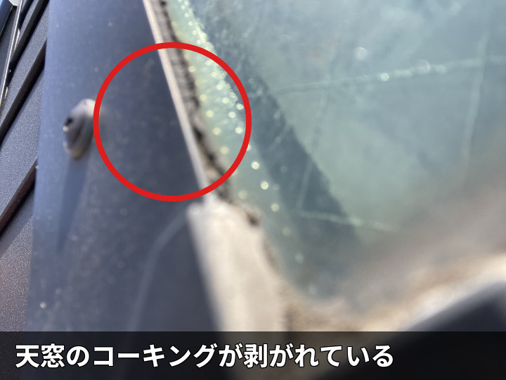 天窓外部のコーキング剥がれ