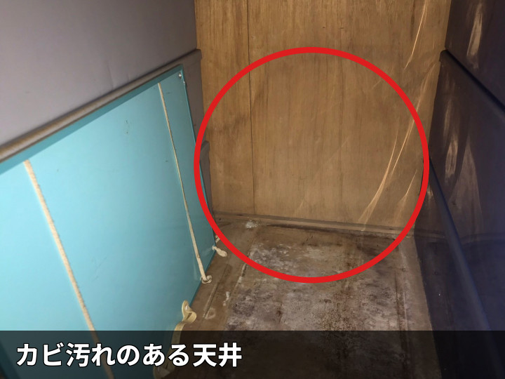 武蔵野市吉祥寺本町で雨漏り調査、外壁の仮補修跡とカビ汚れ、下部外壁の汚れを確認