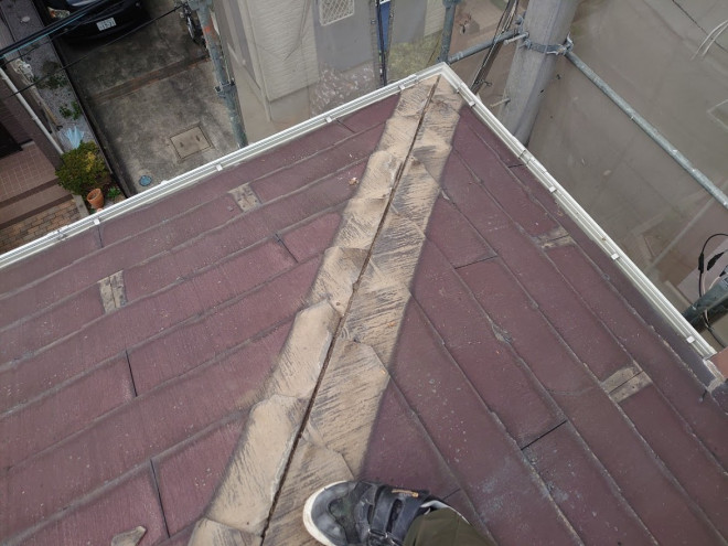 板金と貫板を撤去した後の屋根