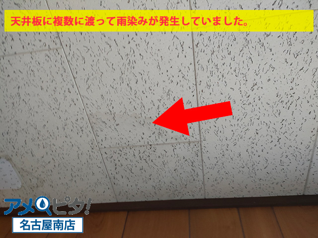 常滑市にて部屋の天井板に複数の雨染みが発生！屋根に登って目視による点検調査