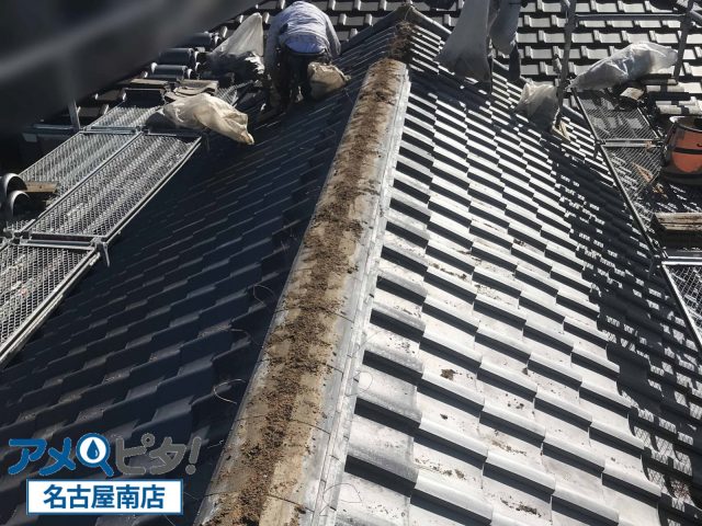名古屋市天白区にて和瓦の棟からの雨漏り原因と対策！築年数が経過した場合の注意点