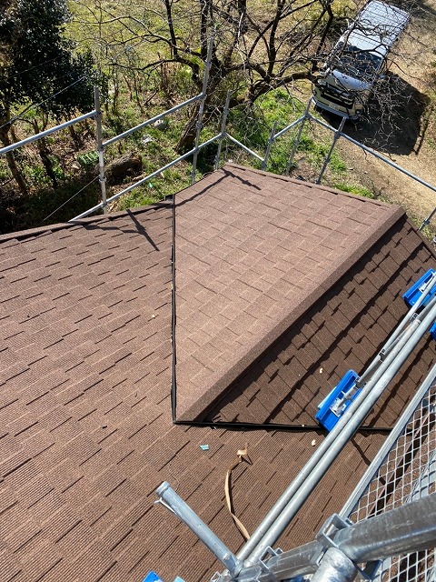 施工完了した屋根です。こちらから見ても素晴らしい仕上がりですね。