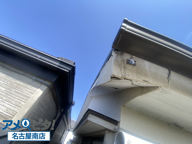名古屋市緑区にて築年数経過の平板瓦切妻屋根のケラバ袖部での雨漏り原因と対策