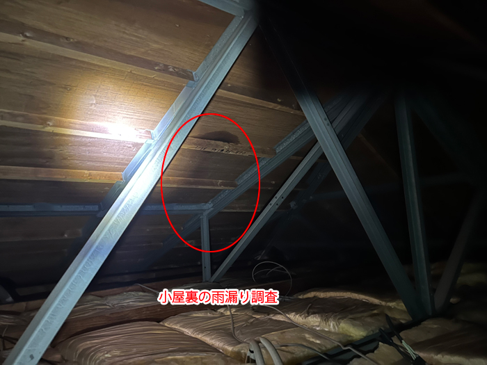 小屋裏の雨漏り調査写真