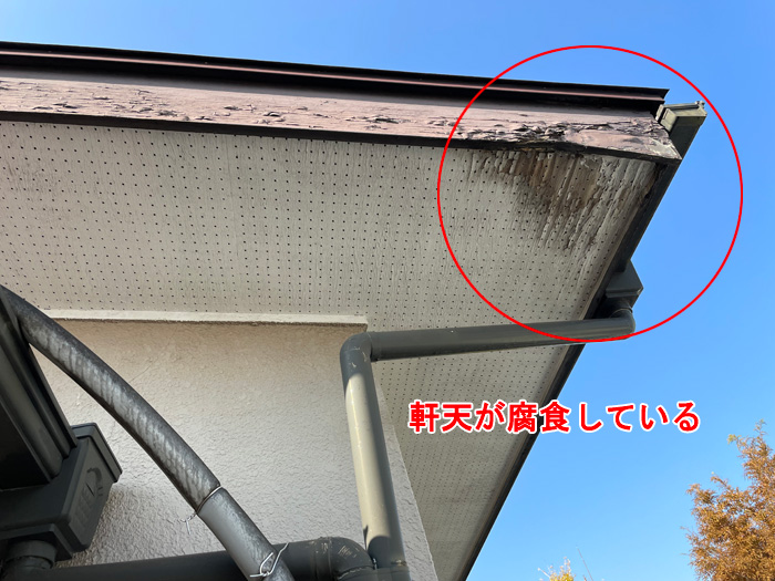 軒天の腐食が示す外部からの雨水侵入