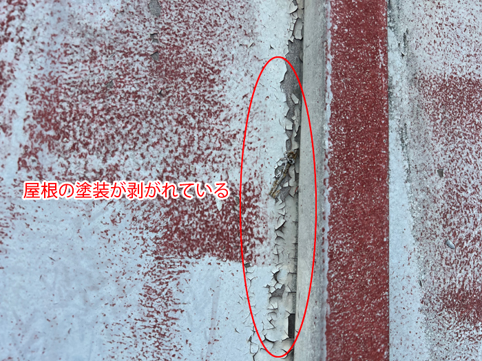屋根の塗装が剥がれている写真