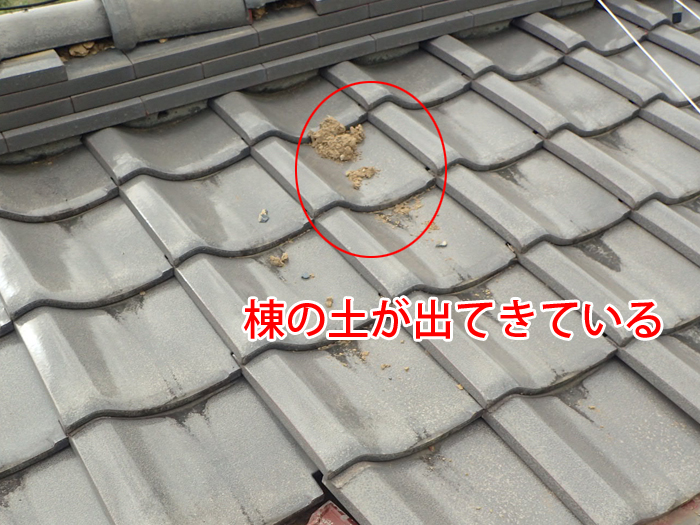 棟の葺き土が流れ出している症状