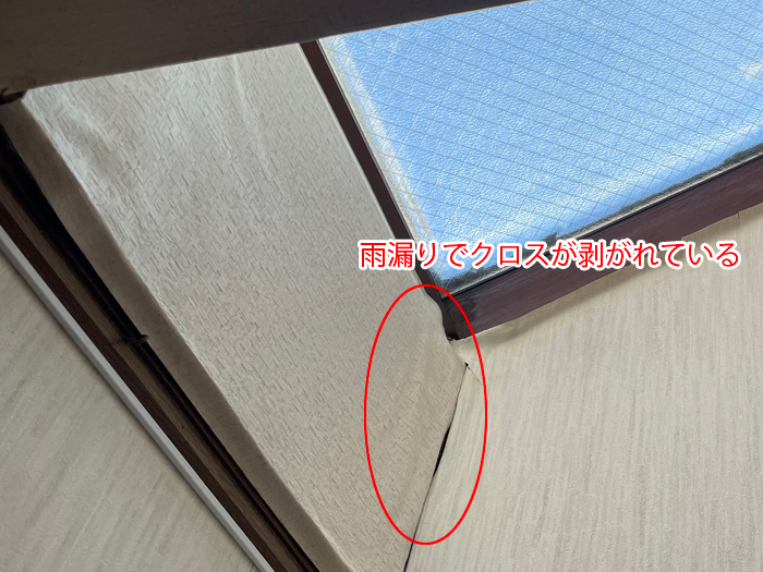 天窓際で浮いたクロス