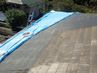 武蔵野市吉祥寺北町で台風被害を受けたスレート屋根の火災保険適用工事（現地調査）