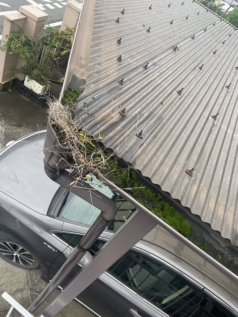 カーポート　雨樋工事　掃除　雨漏り　漏水　屋根