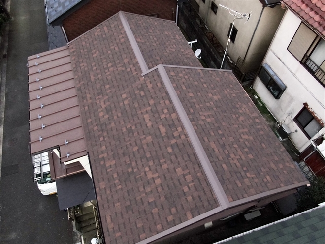 オークリッジスーパーを使った葺き替え工事で雨漏りを改善しお洒落な屋根になりました