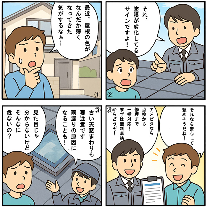 スレート屋根天窓の雨漏り調査