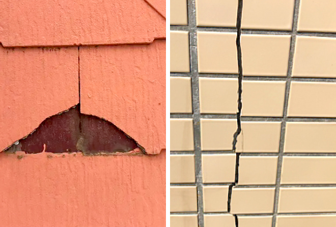 屋根材の割れ、外壁のクラック