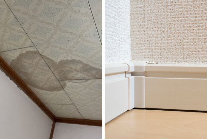 天井のシミ、建物の傾き