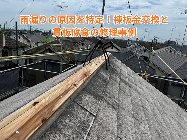 栗橋｜雨漏りの原因を特定！棟板金交換と貫板腐食の修理事例