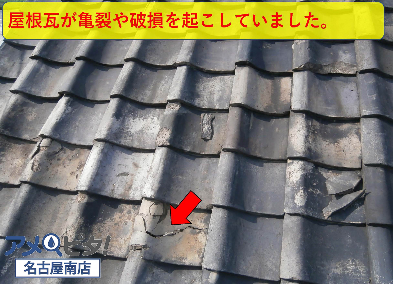 屋根瓦が亀裂や破損を起こしています