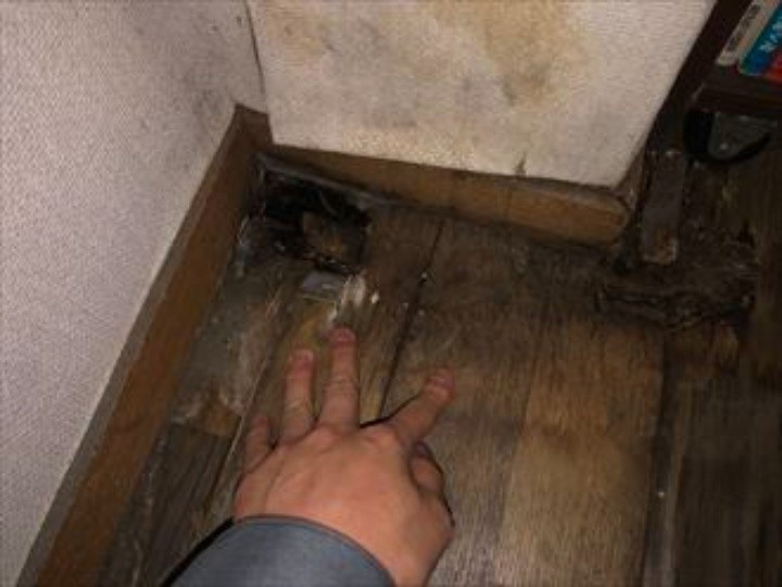 漏水の影響により天井や壁のクロスが剥がれ