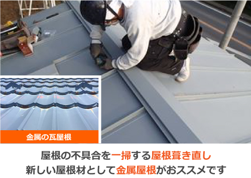 屋根の不具合を一掃する屋根葺き直しの際には新しい屋根材として金属屋根がおススメです