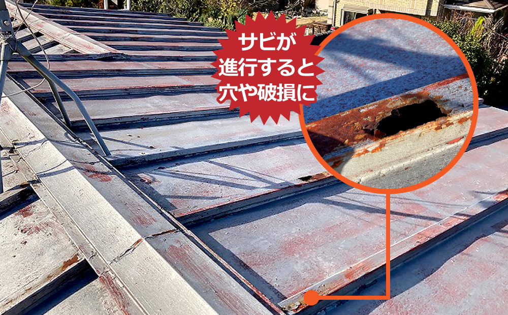 サビが進行すると穴や破損に