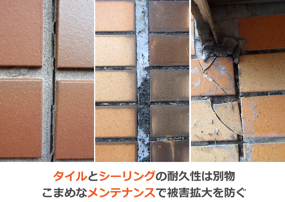 タイルとシーリングの耐久性は別物こまめなメンテナンスで被害拡大を防ぐ